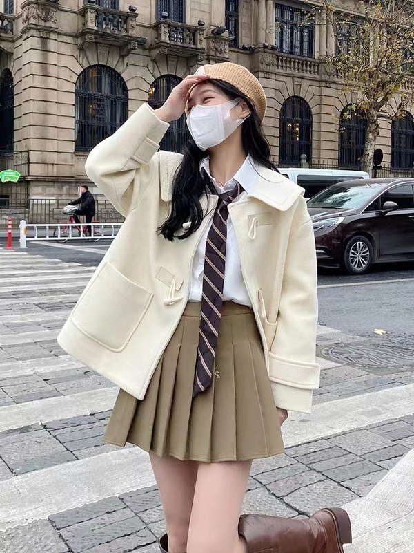女性用プリーツスカート、秋冬スカート、ハイウエストAラインスリムスカート、小柄な方向け、カレッジスタイル、露出防止機能付き|undefined
