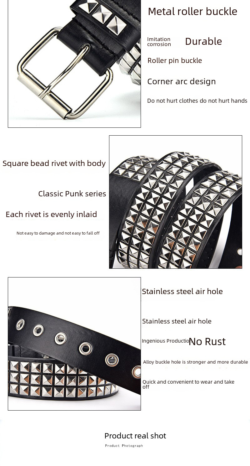 Europäischer und amerikanischer Gürtel mit quadratischen Perlen und Nieten, Pyramidengürtel aus Metall, grenzüberschreitender Gürtel für Männer und Frauen, Punk-Hardware, Jeansgürtel_voghion.com
