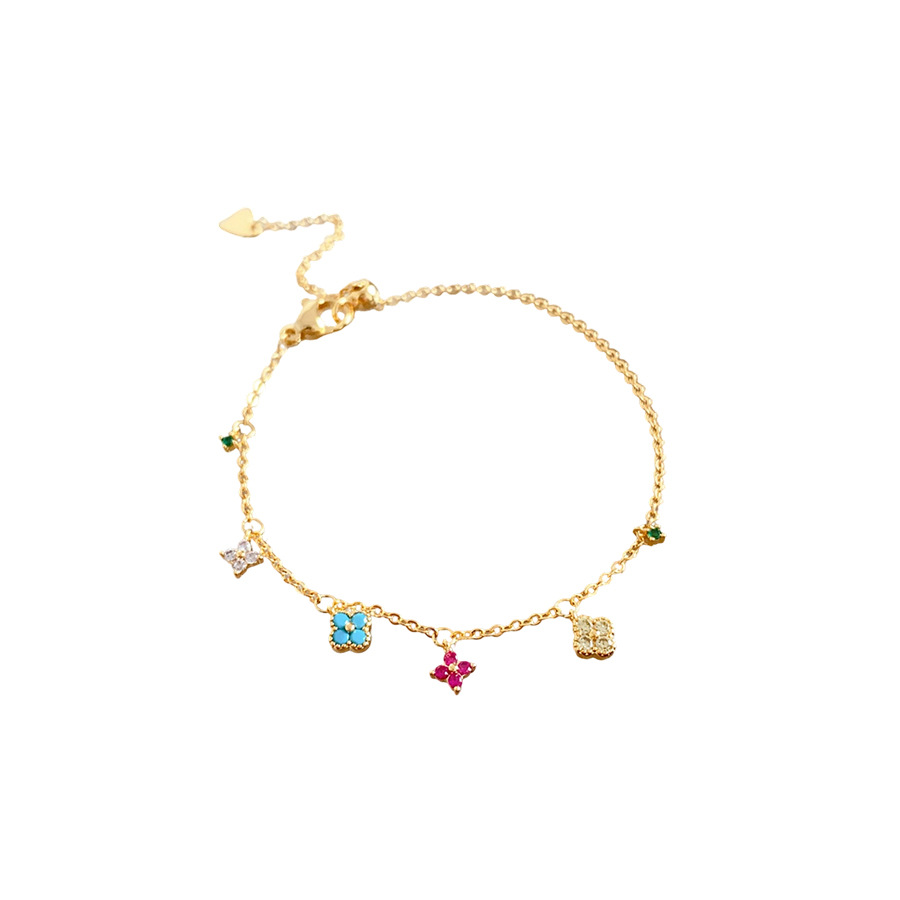 Pulsera de borla de flor de trébol de circonita Pulsera dulce de lujo ligero, de alta gama, joyería de moda de nicho al por mayor image 6