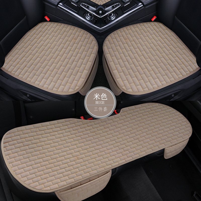 Cojín del asiento de coche de verano de lino cojín del asiento trasero del coche cojín del coche transpirable cojín del coche de una sola pieza conjunto de tres piezas
