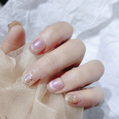 B545 Qiuguo Cat Eye Short Wearable Nails Advanced Handmade Cat Eye Special Shaped Diamond Removable Fake Nail Patch Factory