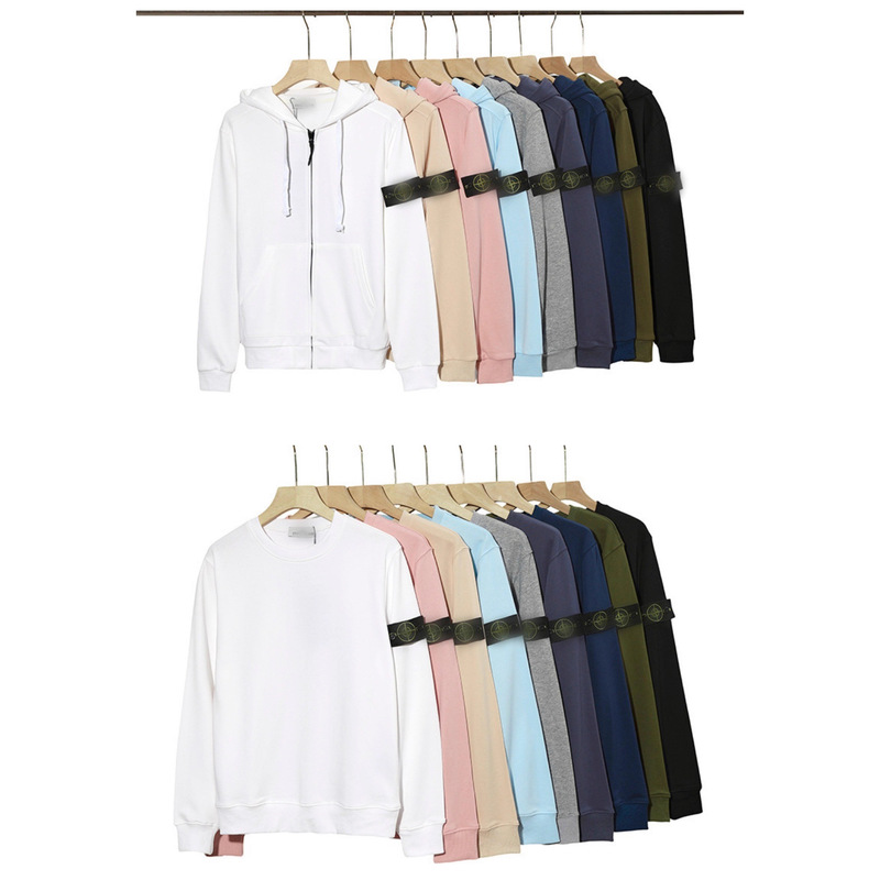 Cross-Border Stone Stone European and American Style Solid Color Real Estate Badge Long-Sleeve Unisex Loose Pullover Sweatshirt Trendy Brand