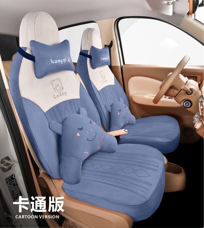 Car Interior Accessories Headrest and Lumbar Support [Cartoon Style and Memory Foam Style] Suitable for All Seasons, Skin-Friendly, Soft and Comfortable