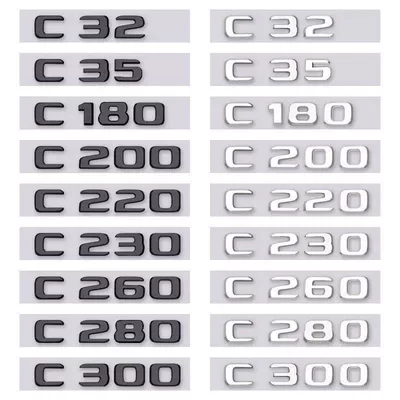 Mercedes-Benz E300L C260L C200L rear emblem, custom lettering for car decoration, E-Class and C-Class black rear car sticker (Car logo) - standard-c200l