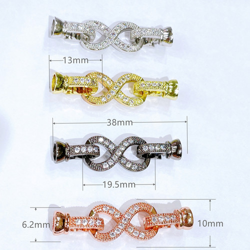 Pearl buckle 18k color-preserving gold-covered zircon round love figure eight-shaped bracelet buckle buckle diy handmade necklace buckle