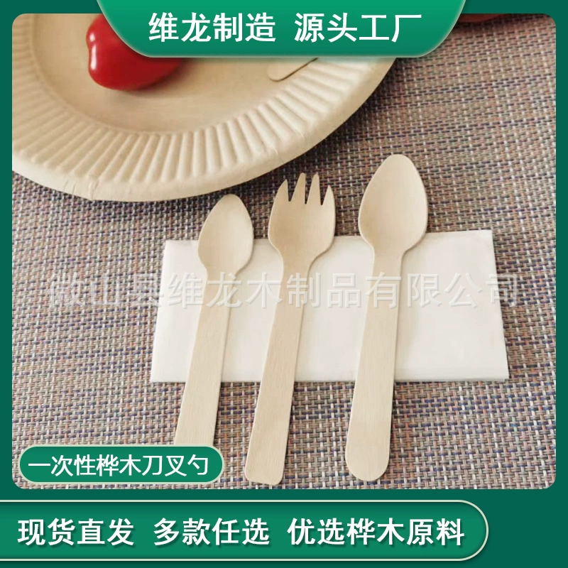 Disposable ecological wooden tableware, pack, spoon