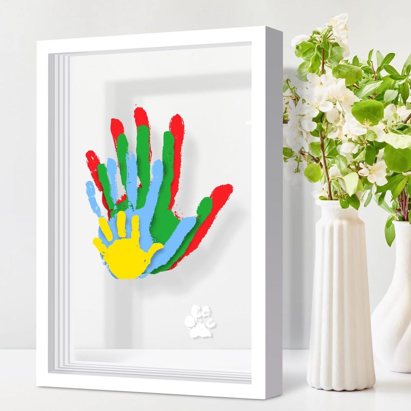 Cross-Border Handmade DIY Four-Slot Five-Slot Acrylic Paint Family Handprint Photo Frame Couple Wooden Craft Gift Set