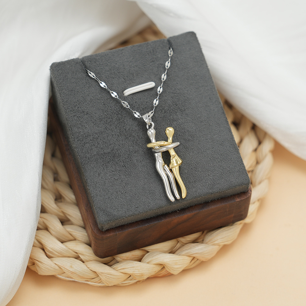 アマゾンTEMU国境を越えて人気のあるカップルが銅ペンダントネックレスステンレスo字鎖唇鎖を抱きしめた