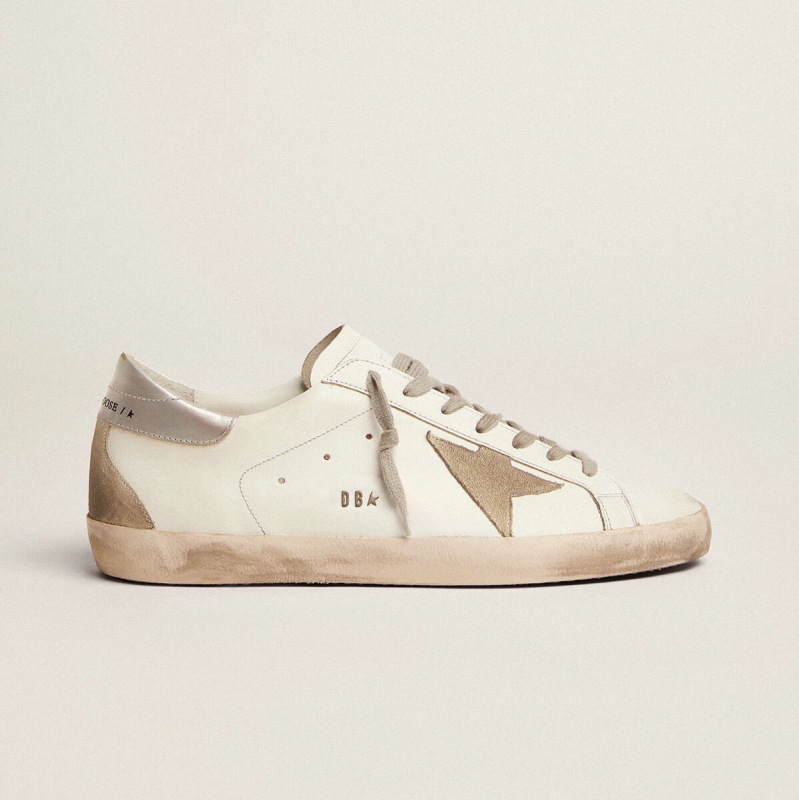 Korean Gg Vintage Star Distressed Sneakers for Women 2025 Classic Versatile Men's Sneakers with Hidden Height Increase Distressed Cowhide White Shoes