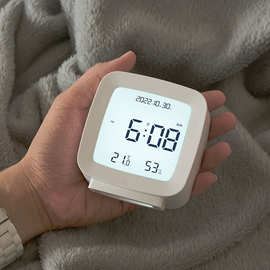 简约时钟小巧便捷闹钟儿童学生床头钟温湿度钟LCD钟表