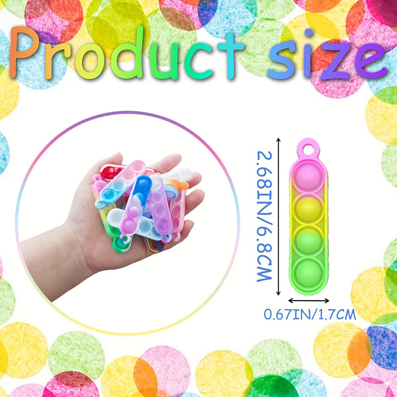 Nuevo mini pionero de rodadura llavero de silicona redondo largo colgante de burbuja Fidget juguetes de descompresión para niños