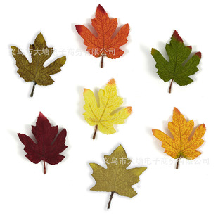 New foreign trade hot-selling simulation green plant silk printing silk cloth maple leaf DIY hairpin flower bouquet flower arrangement accessories material
