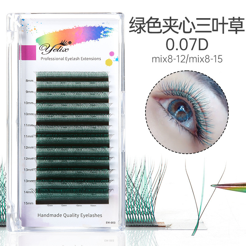 Fábrica de pestañas de color especial para pestañas 0.07 super suave no dispersar raíces 3D cómic sándwich injerto de pestañas de trébol