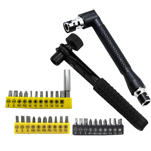 7-character L-shaped wrench, socket ratchet wrench bit conversion, quick socket wrench, air bit screwdriver 1/4