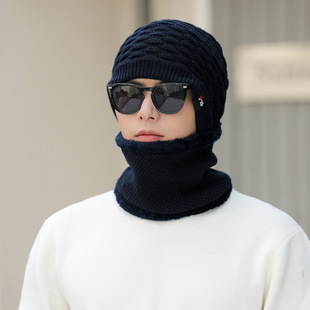 Autumn and Winter New Knitted Scarf Hat Fs Color Matching Standard Warm and Cold-Proof Scarf Pullover Hat Men's and Women's Ear Protection Knitted Hat