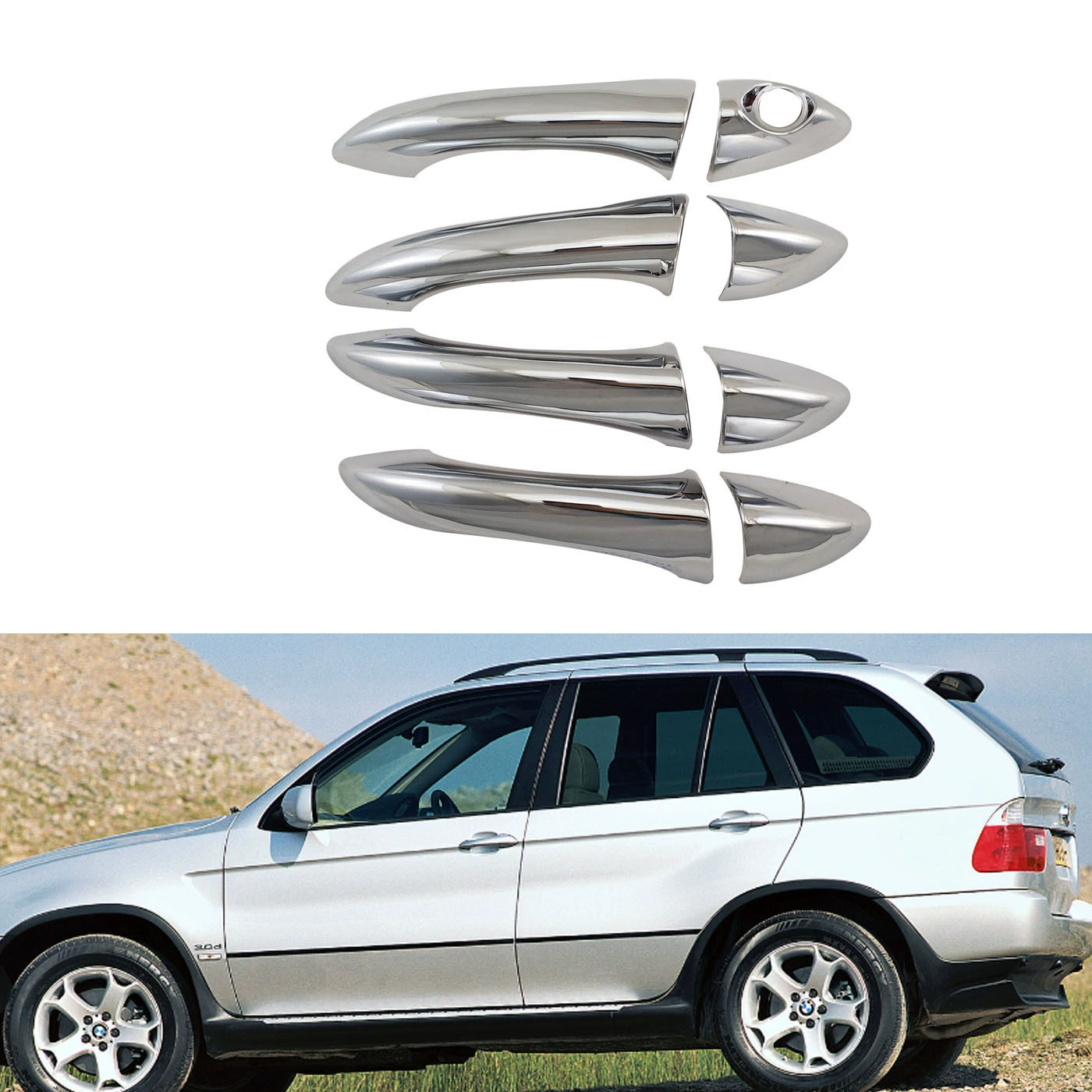 Подходит для BMW E53 (2000-2005 гг.) — модифицированная дверная ручка с электролитически нанесенным покрытием, специальная ручка для автомобиля X5.