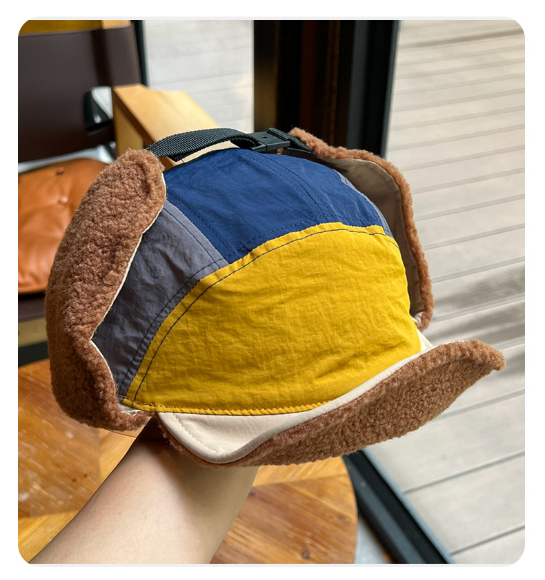 Koreanische Mode Farbe Passenden Lint Bomber Hüte für Männer und Frauen Winter Outdoor Reiten Warme Ohrenklappen Vielseitige Ski Pilot Caps – Detail 6