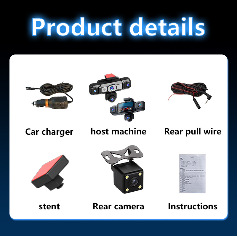 W19-5 lens dash cam, 3.16-inch 1080P HD night vision, five-channel recording, factory-installed camera, 360-degree panoramic view
