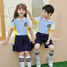 幼儿园园服夏装短袖纯棉英伦风儿童班服套装毕业服小学生校服夏季