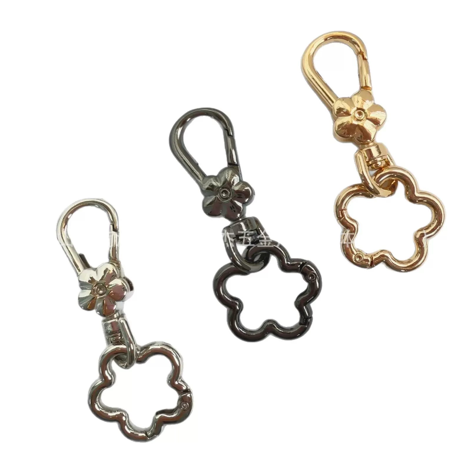 合金花朵弹簧扣+圆尾扣diy钥匙圈箱包玩偶挂件金属箱包五金包袋扣