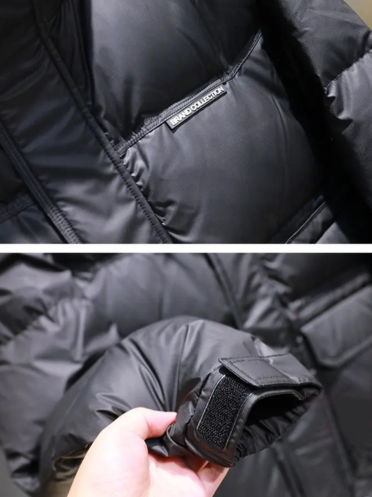 Vêtements pour hommes Veste courte pour hommes Veste épaisse en cuir PU sans lavage Veste chaude et résistante au froid Veste à col montant Veste d'hiver pour hommes Vente chaude_voghion.com
