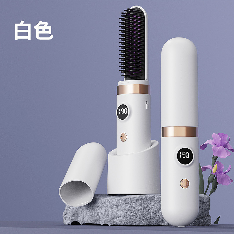 Pein de pelo recto inalámbrico de iones negativos no dañando pelo flojo alto cráneo artefacto recto de doble propósito de mandíbula de bobina de cabello peine eléctrico image 10