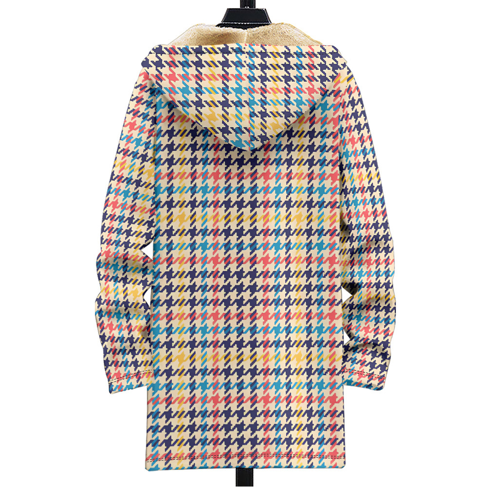 New men's multi pattern cotton jacket with plush insulation 3D printed hooded cardigan zipper pocket thickened British_voghion.com