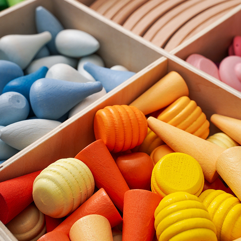 Nueva madera de los niños creativo abierto cuatro estaciones tema lindo construcción Arco Iris bloques montaje Juguetes