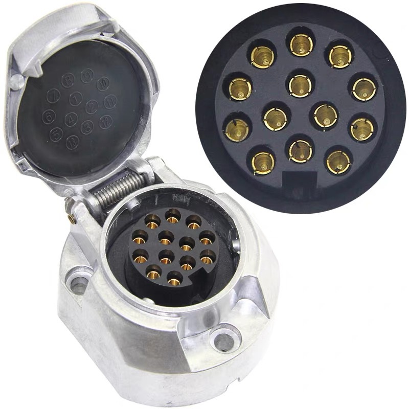European Standard 13P12V Aluminum Alloy Trailer Plug 13-Pin Socket