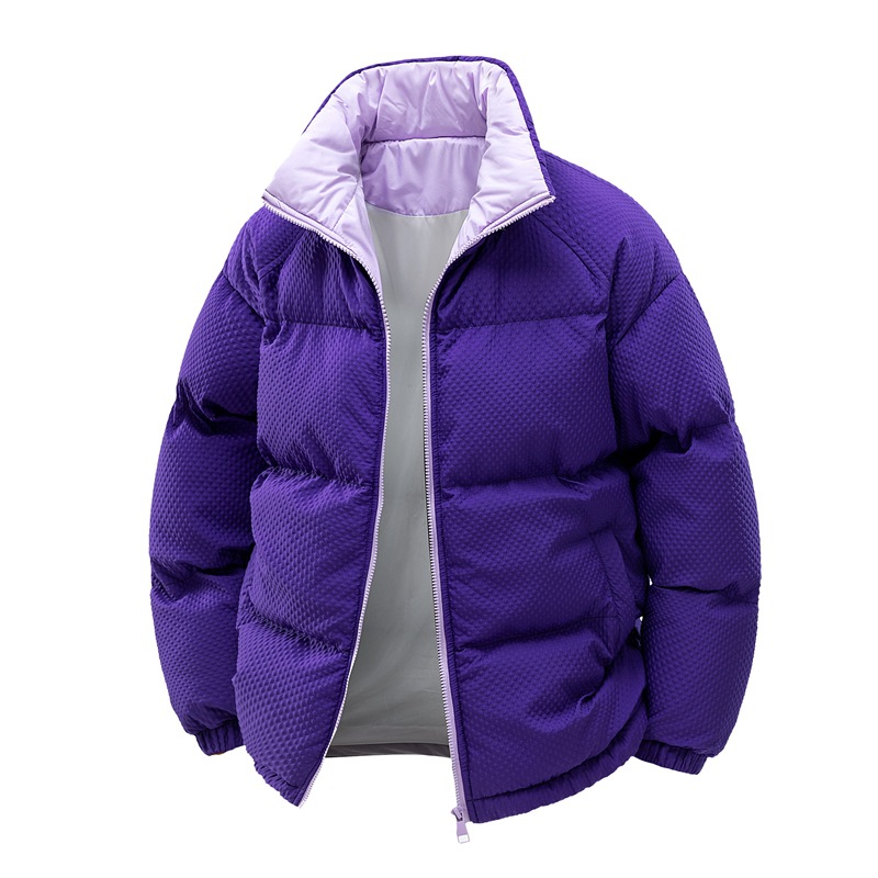 Stand-up Collar Granular Cotton-padded Clothes For Men And Women, Loose And Thickened Cotton-padded Clothes For Couples, Cotton-padded Jackets For Men_viptrois.com
