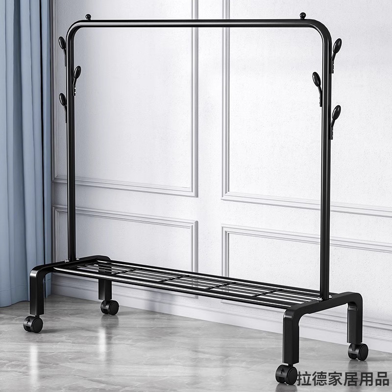 Dormitorio doméstico simple percha de ropa balcón percha de ropa varilla de secado de hierro forjado percha de secado de doble varilla piso vertical