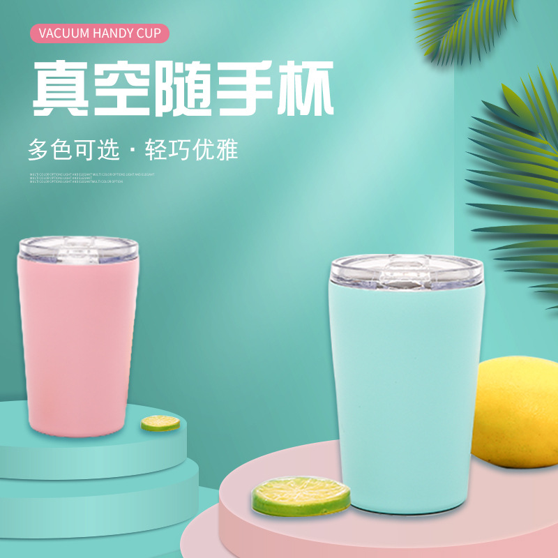 Taza de café de acero inoxidable 12oz/8oz, doble capa aislada, con tapa, taza de leche o viaje, venta directa de fábrica