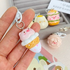 Cute Pig Snack Shop Keychain, Adorable Cartoon, Duo Mei Couple Pendant, Student Bookbag Bag Decorative Gift