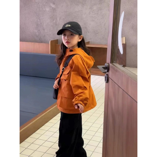 Children's Unisex Three-in-One Hooded Windbreaker Spring and Autumn Korean Version Fashion Jacket Stylish