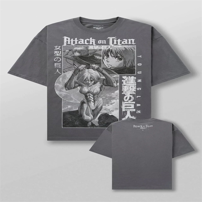 Spot Youngla Alliance Attack on Titan Men's Oversized T-Shirt Jogger Sports Fitness Short Shirt