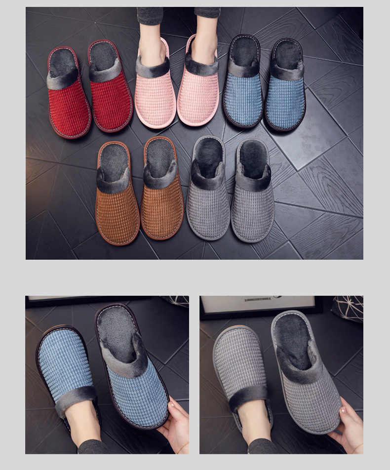 Unisex Basic Solid Color Round Toe Cotton Slippers display picture 1