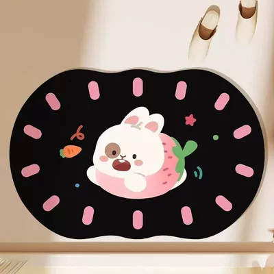 Shower Room Strong Absorbent Foot | Avtomobil döşəmə paspasları - pink-bunny-4060cm-diatom-mud-small-size