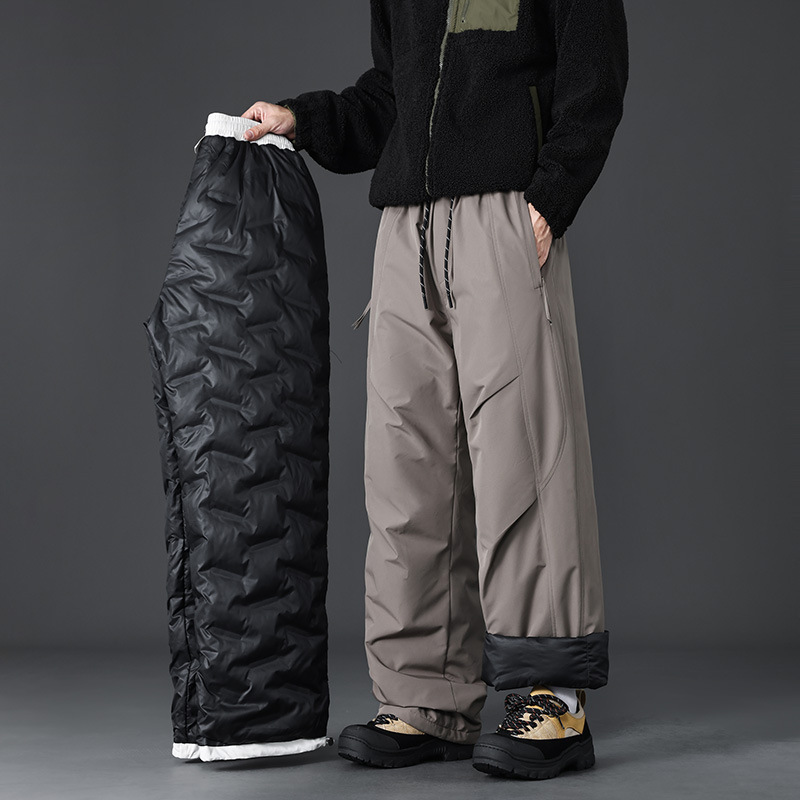 2025 Winter New National Standard 90% White Duck Down Pants Men's New Plus Size American Loose Trendy Warm Long Pants
