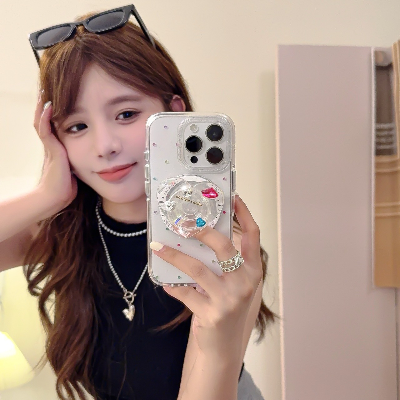 Diamante de puntos de color de dopamina simple para Apple 16ProMax funda para teléfono móvil 15Pro love 14/13 nuevo 15PM