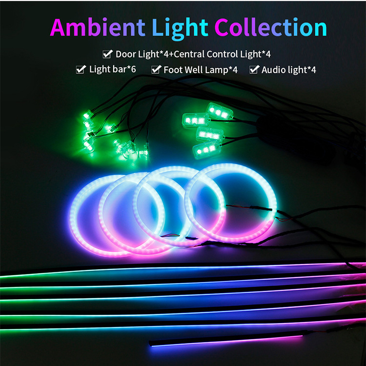 Universal Car Hidden Symphony No-Cut Wire App Dual-Control Interior Ambient Light Led Car Ambient Light
