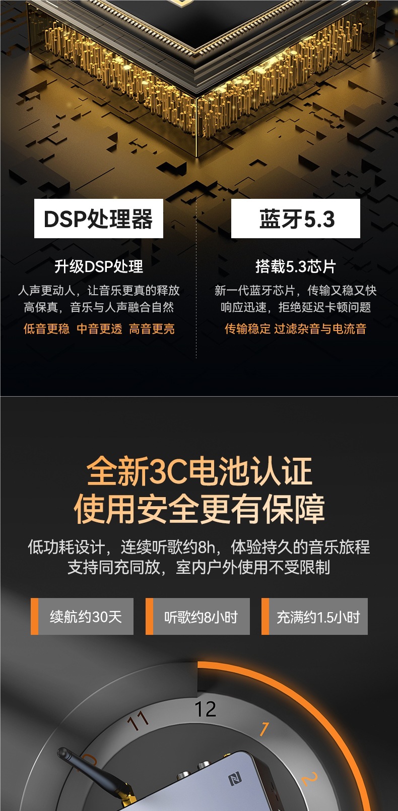 Bluetooth Receiver 5.3 Speaker Amplifier Karaoke Audio Adapter Desktop Computer Transmitter Fm Radio Lossless