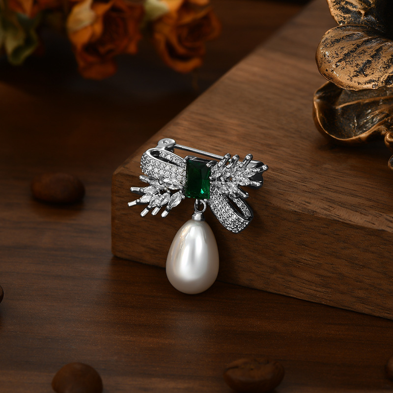 Moda coreana zircon perla broche de trigo creativo elegante atmósfera adornamiento traje vestido accesorios broche lote