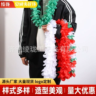 定制厂家加厚布料花环不掉絮颈环夏威夷花环圣诞节日花环批大花瓣