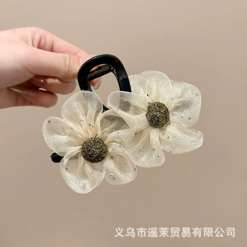 Атмосферная заколка для волос для фотосессий, крабовая заколка, модная hair accessory, с цветами