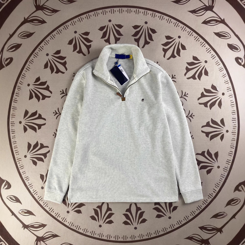 Rl Ralph Lauren American-Style Half-Zip Polo Retro Loose Sweatshirt for Women, Long-Sleeve Couple Sweatshirt for Men