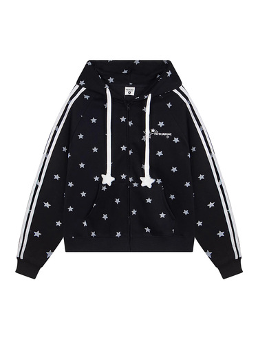 Designful full-print star print hooded long-sleeved women's autumn new sweet and cute casual matchy-matchy coat