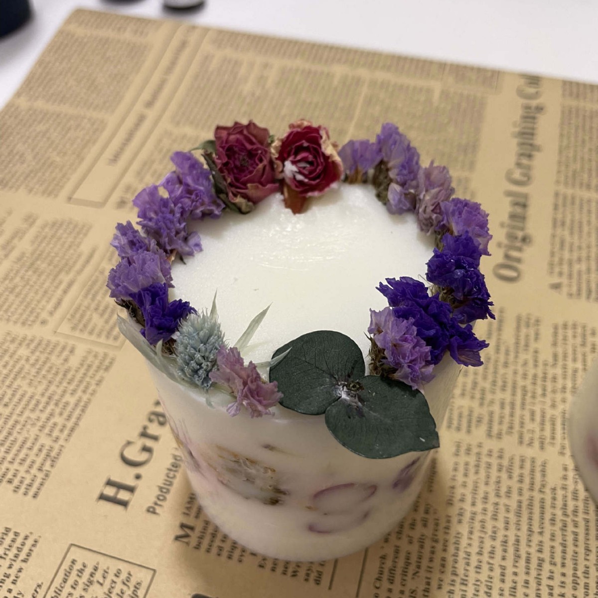 Flores de inmortalidad transfronterizas flores secas rosas de aroma vela floral vela de boda regalo de mano aroma del dormitorio real