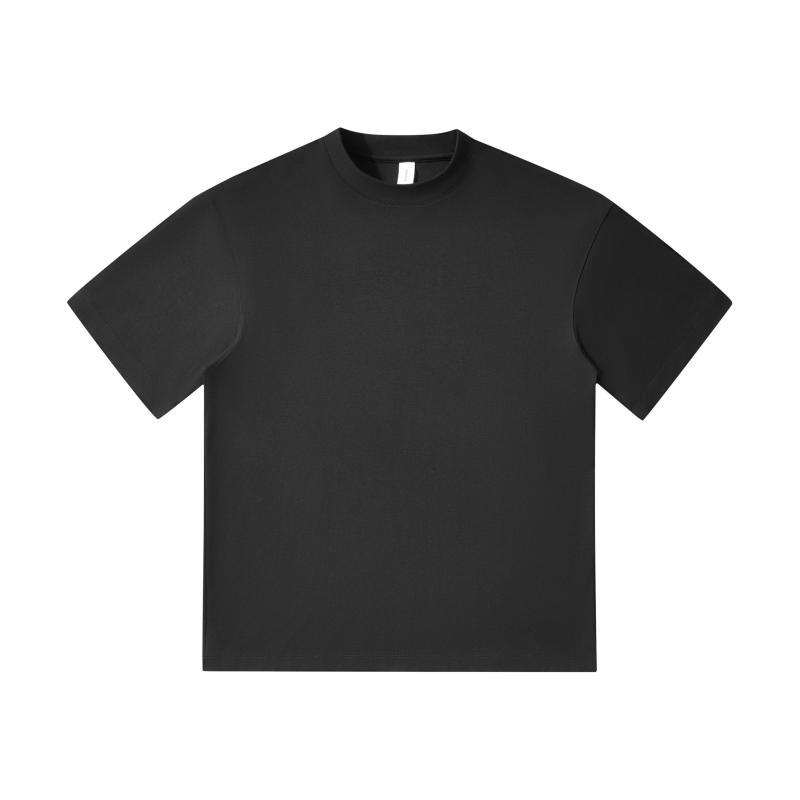 Marca de primavera y verano pesada 240G algodón de hielo de color sólido cuello redondo de manga corta para hombres coreanos simples diarios versátiles camiseta de media manga