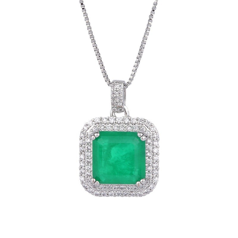 Transfronteriza TikTok transmisión en vivo micro diamante simulación Esmeralda palaiba GEM Stud pendientes colgante anillo de mujer al por mayor