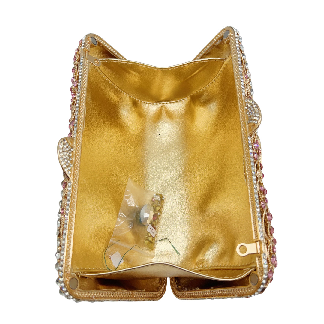 Túi clutch nữ đính đá dạ hội phong cách Châu Âu — màu vàng, màu tím, Tùy chỉnh các màu khác